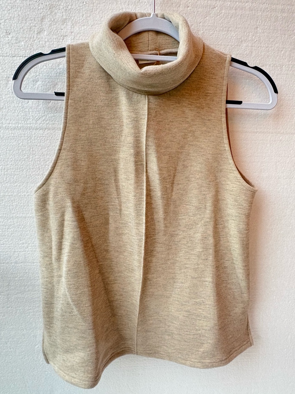 NWT OGL Move Sleeveless Turtleneck Knit Top Beige Minimalist Size Small - Picture 10 of 14
